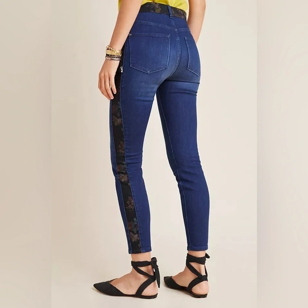 Anthropologie x Pilcro High-Rise Floral Contrast Skinny Jeans